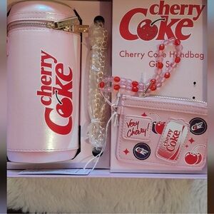🔥Cherry Coke Pink Crossbody Bag and Card Holder Set NWT in gift box🔥